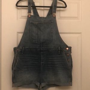 Denim short overalls